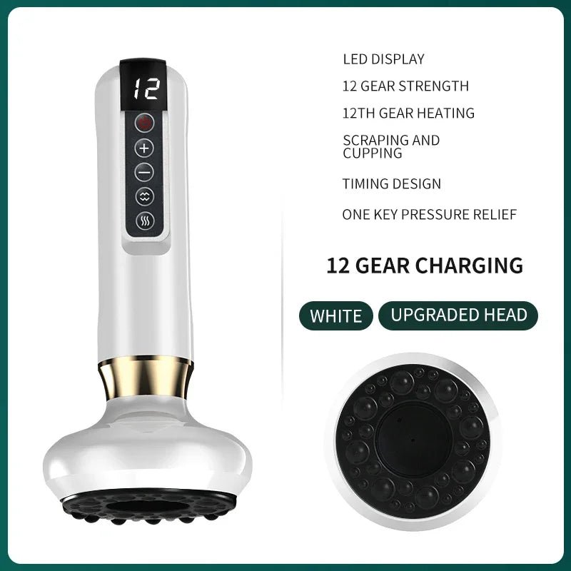 12 Levels Electric Cupping Massager Vacuum Suction Cup GuaSha Anti Cellulite Scraping Heating Body Slimming Massage Therapy - Soliqlo