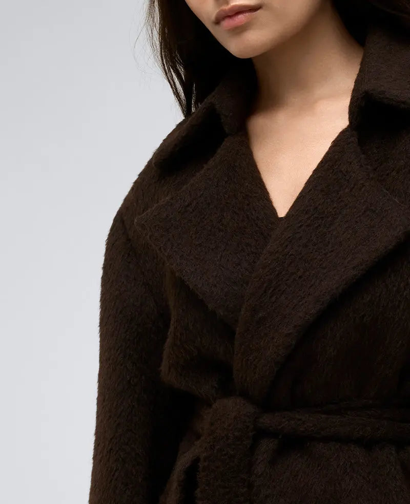 Brushed Wool Blend Belted Trench Coat Soliqlo