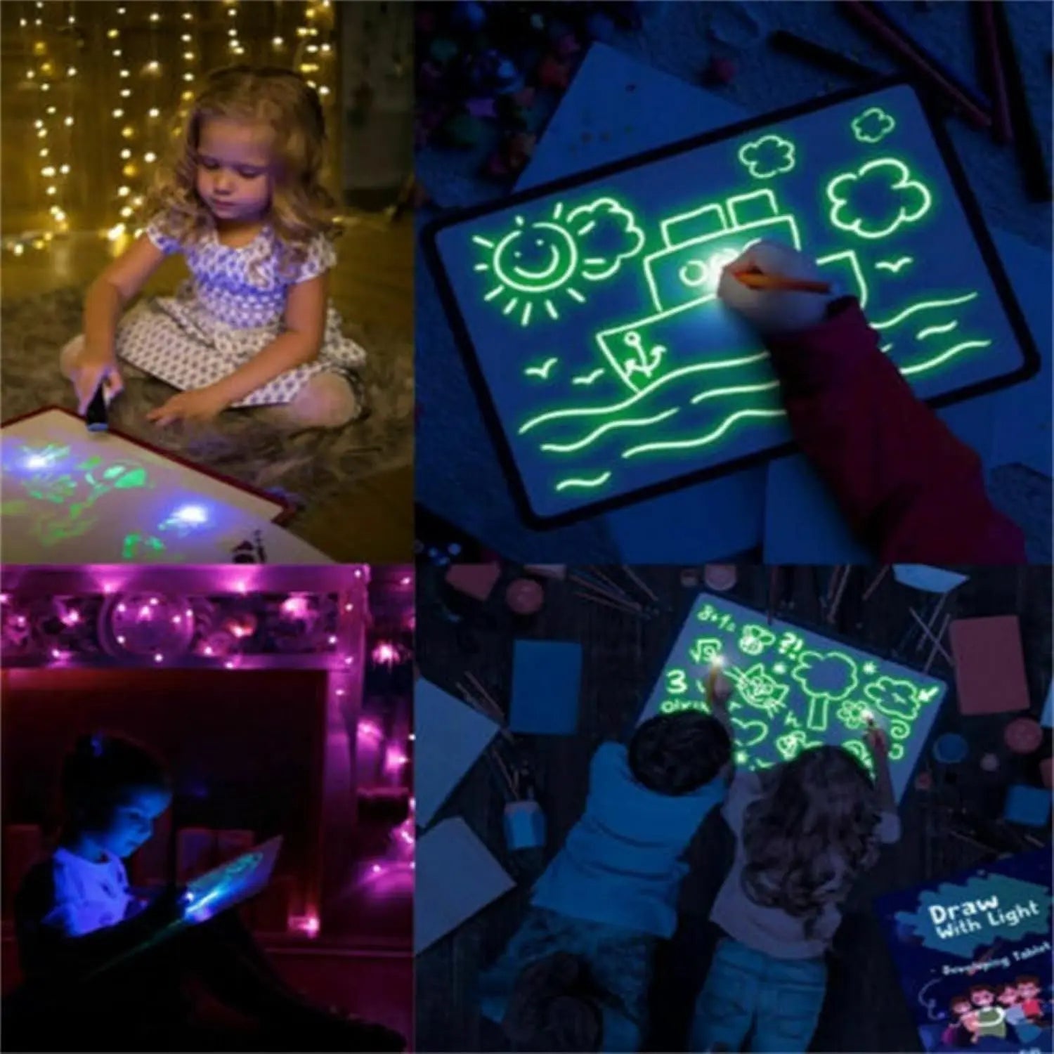 Fun Drawing Pad Board Glow in Dark with Light for Kids Painting Board Educational Toy and Developing Drawing or Writing Skills,Fluorescent Doodle Board Drawing Tablet Luminescent Board (A3) Soliqlo