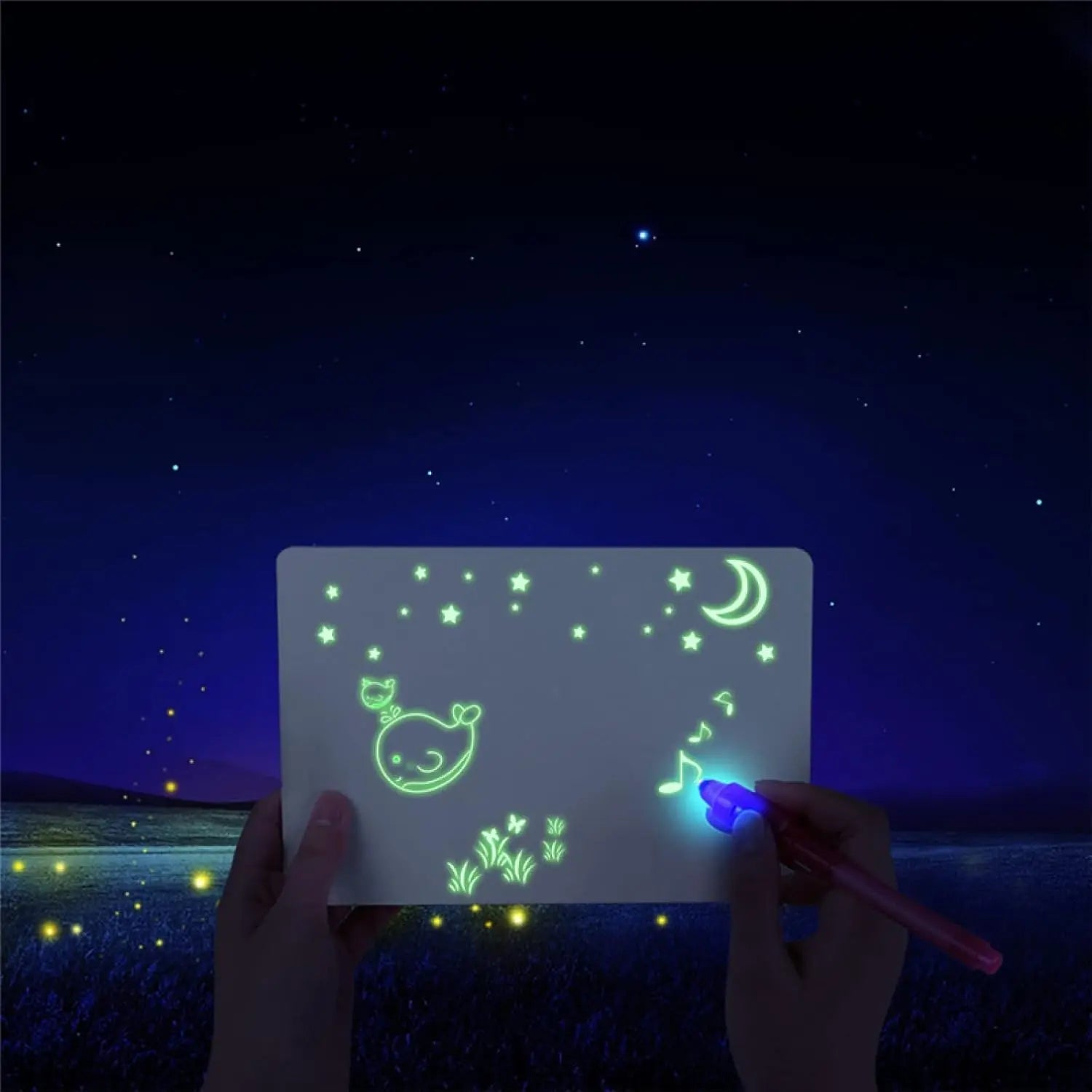 Fun Drawing Pad Board Glow in Dark with Light for Kids Painting Board Educational Toy and Developing Drawing or Writing Skills,Fluorescent Doodle Board Drawing Tablet Luminescent Board (A3) Soliqlo