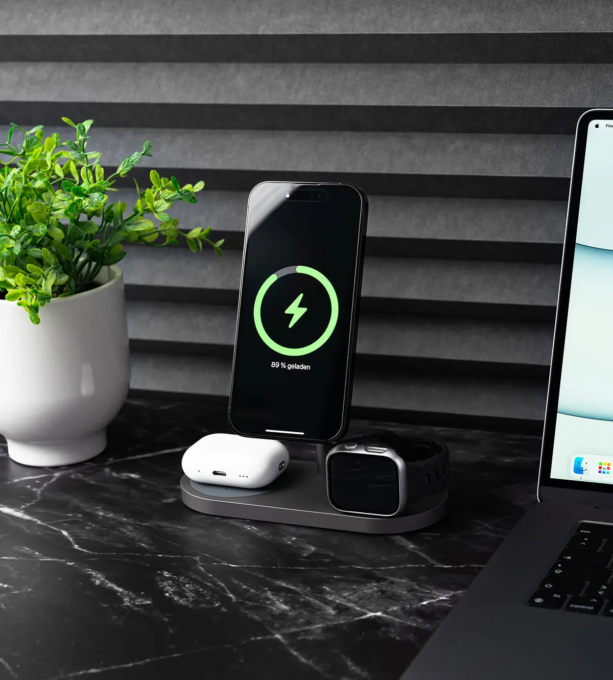 KUXIU X23 Pro 3-In-1 Magnetic Wireless Charger & Stand Kit - Gray Soliqlo