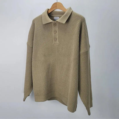 RT No. 4146 KNITTED BUTTON-UP SHIRT SWEATER Soliqlo