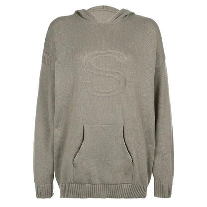 S Embossing Knitting Hoodies Soliqlo