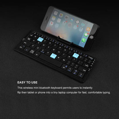 Black Pocket  Foldable Mobile Phone Keyboard With Stand Holder Rechargeable Folding Keyboard for Phones iPad Soliqlo