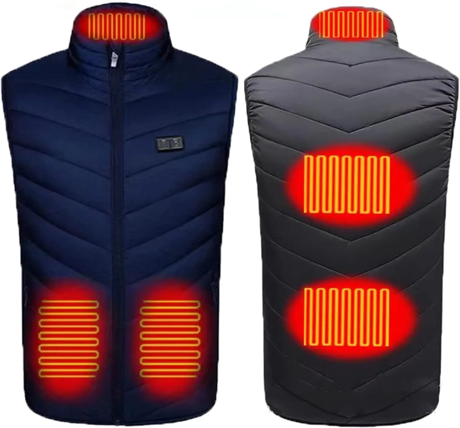 Two-Touch LED Controller Heated Vest and Jacket for Men & Women Warm Clothes (Zone 5 Blue,2XL) Soliqlo