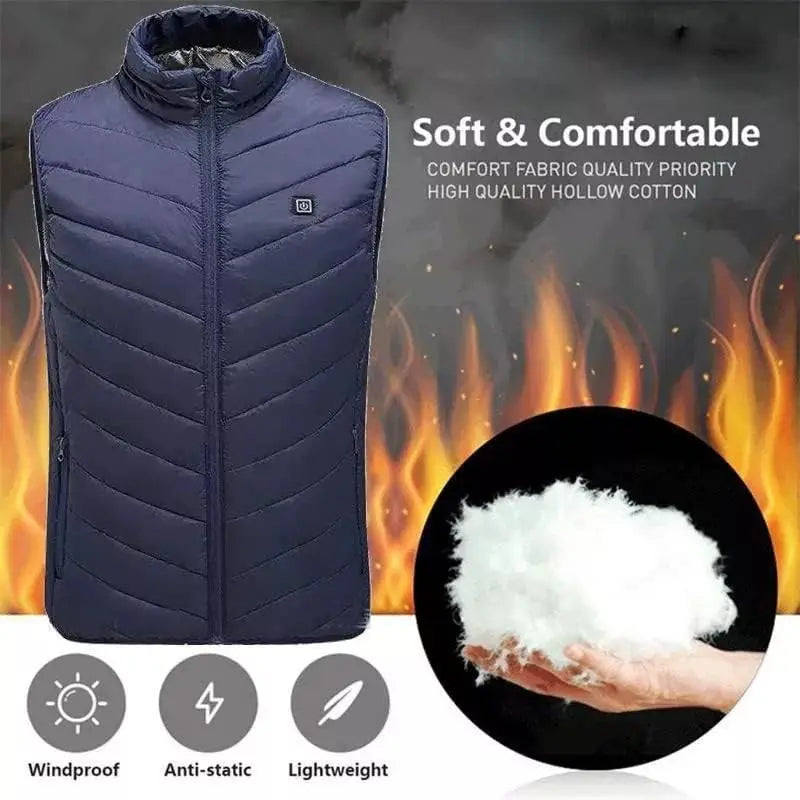 Two-Touch LED Controller Heated Vest and Jacket for Men & Women Warm Clothes (Zone 5 Blue,2XL) Soliqlo