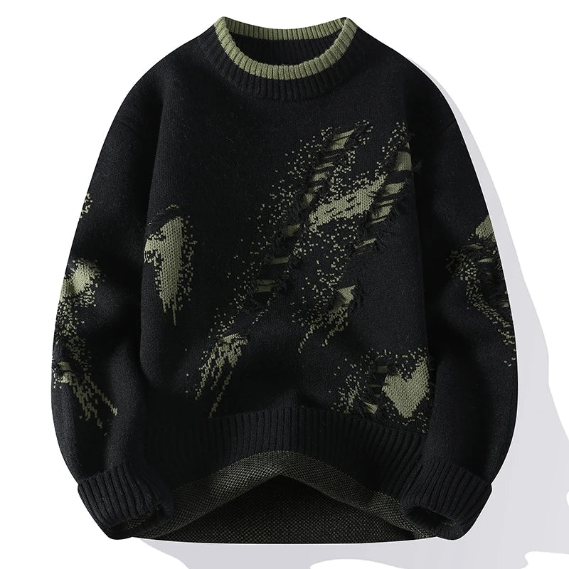 Autumn Edge | Autumn High Street Trendy Ripped Knit Sweater - Soliqlo