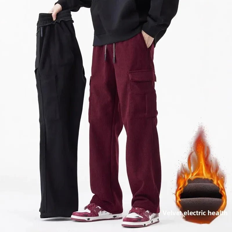 Corduro Max | Fleece - Lined Thickened Loose Wide Leg Straight Casual Pants - Soliqlo