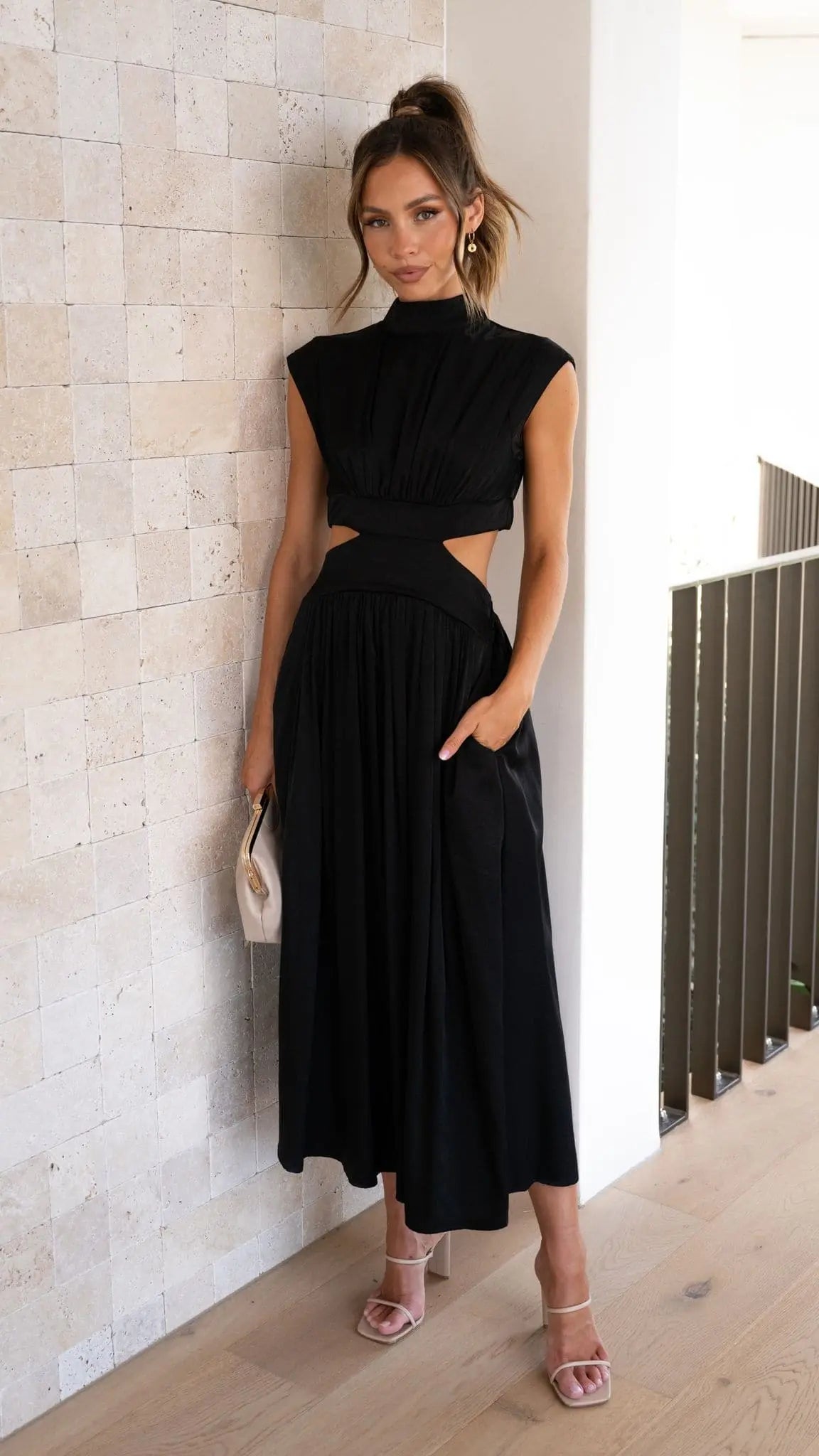 Midnight Elegance Cutout Dress - Soliqlo