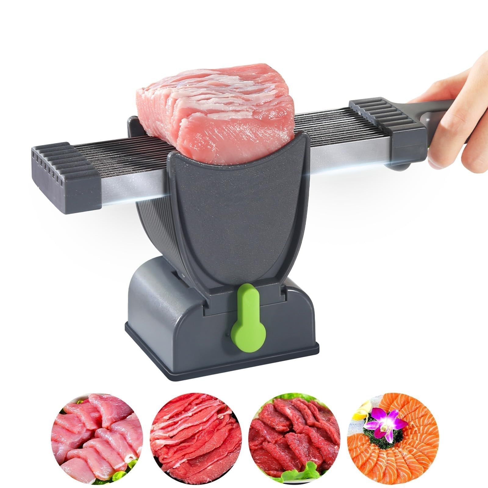 Usphonecards - Meat Slicer For Fresh Raw Meat, Adjustable Thickness 2 Or 4 Mm, 17 - In - 1 Stainless Steel Meat Cleaver Kitchen Knife - Soliqlo