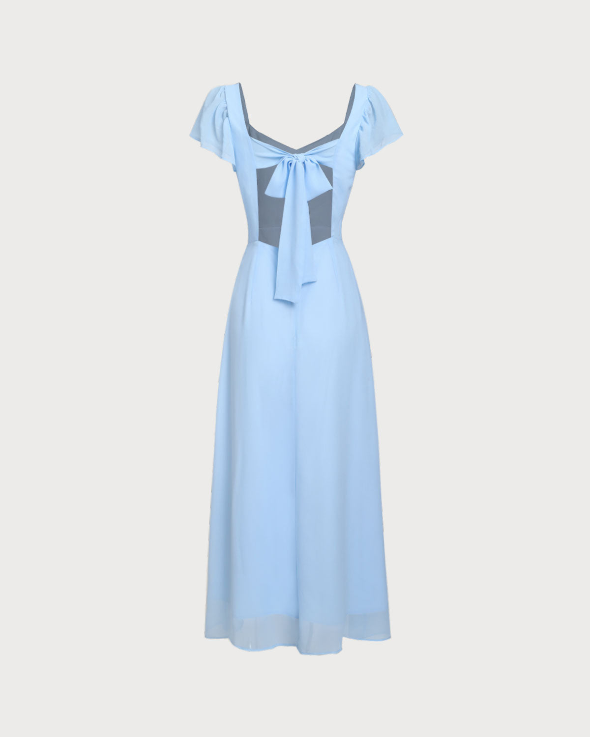Blue Sweetheart Neck Chiffon Maxi Dress