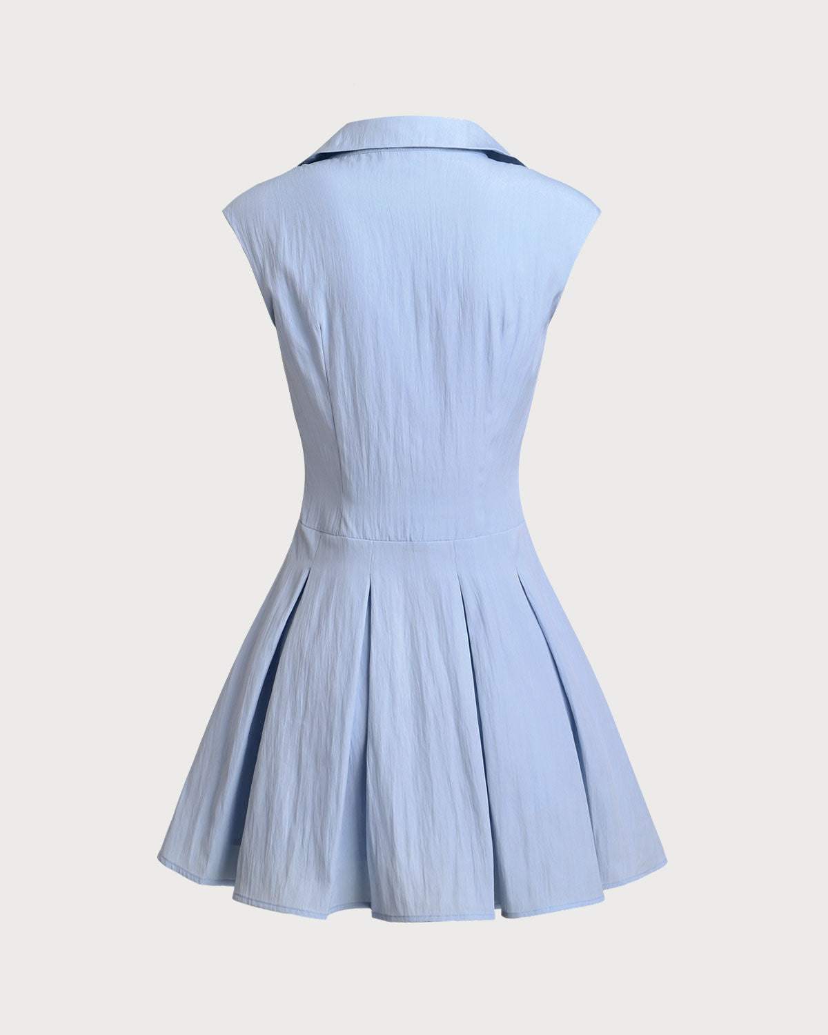 Blue Button A-Line Sleeveless Mini Dress