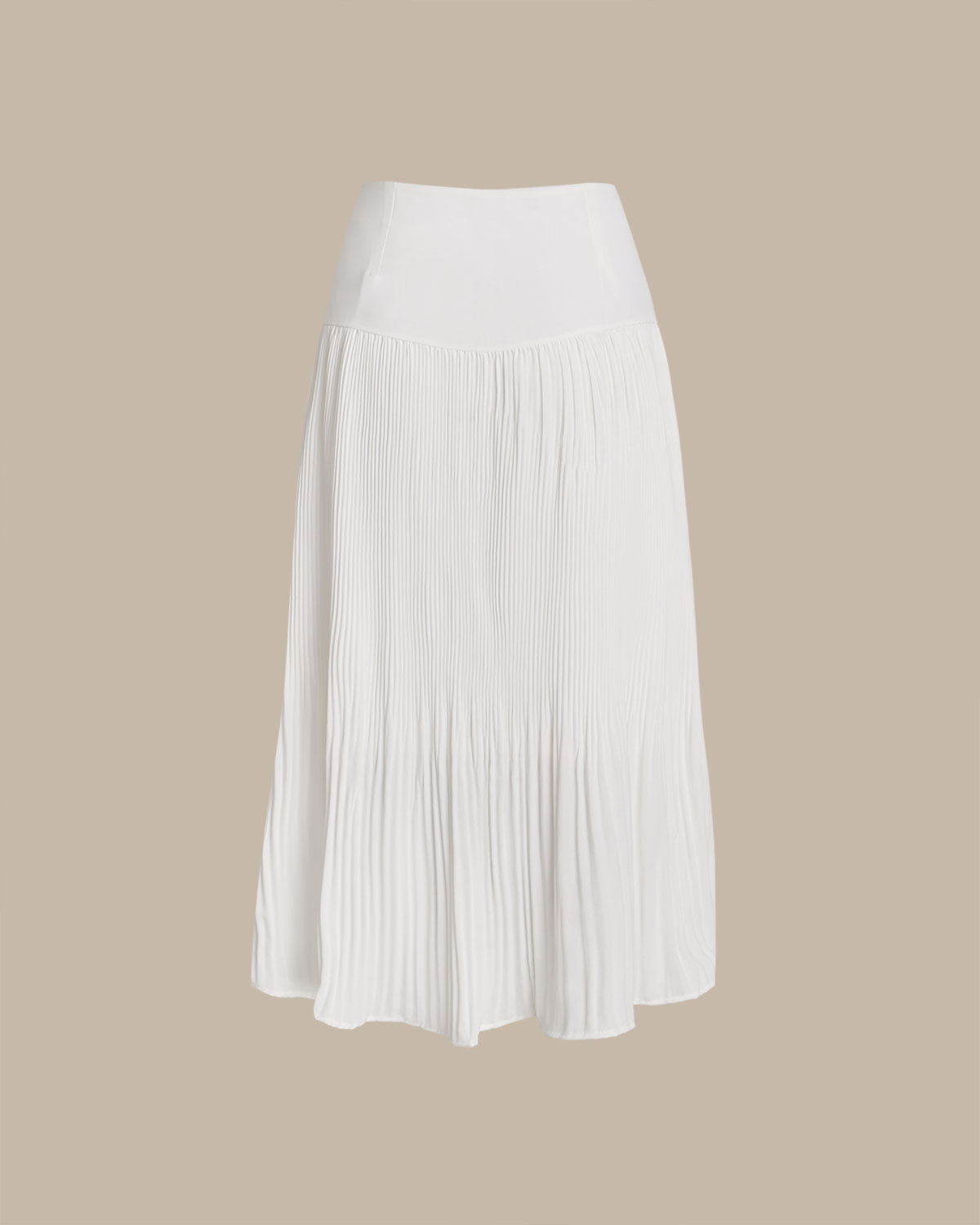 White Pleated Midi Skirt
