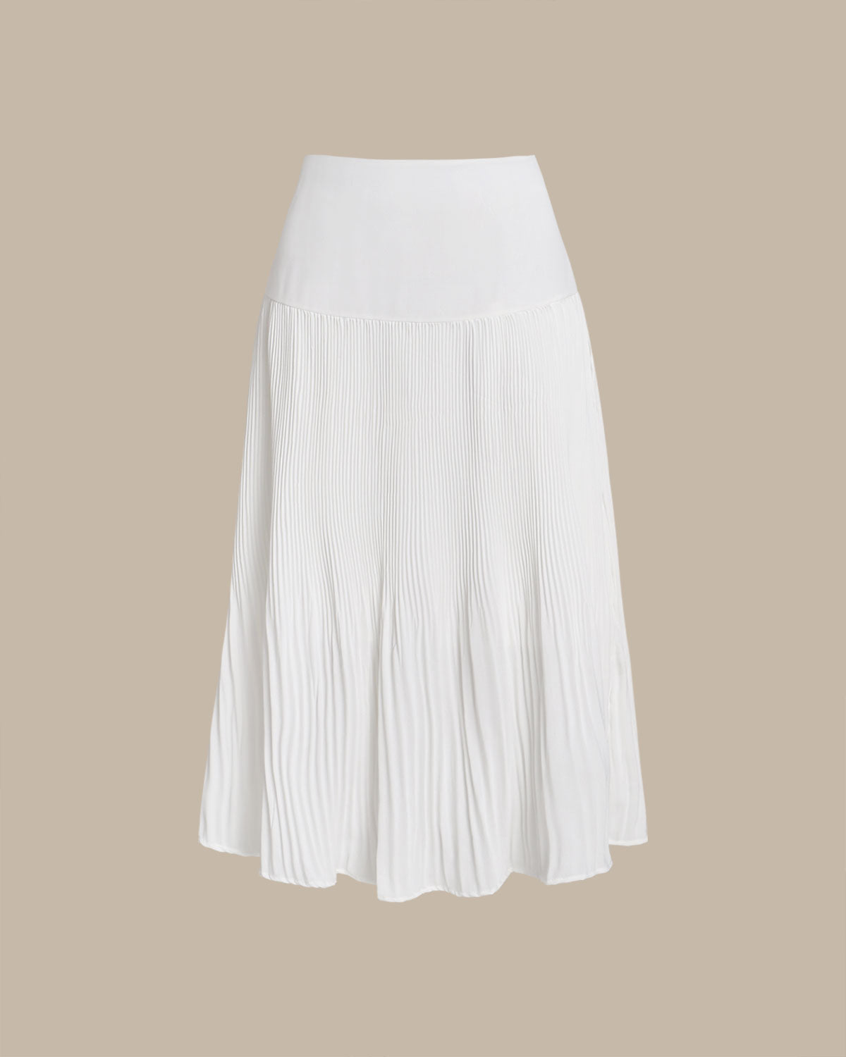 White Pleated Midi Skirt