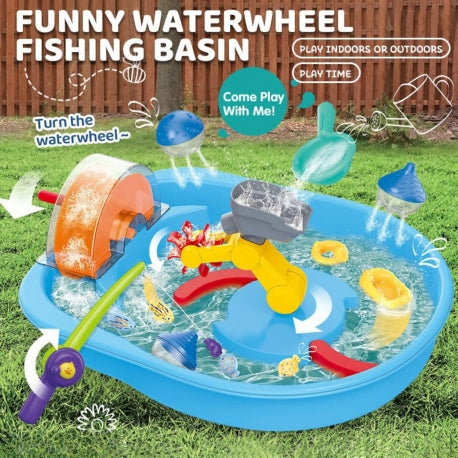 WOOPIE 2-in-1 Wasserbahn mit Angelspiel – Sensorisches Spielzeug für die frühkindliche Entwicklung